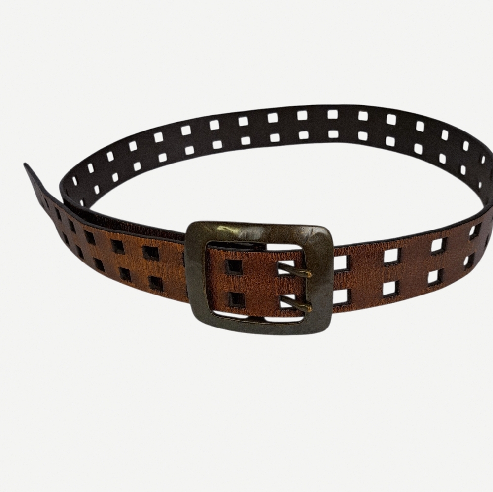 Levi's Laser-Cut Perforated Leather Belt Brown
